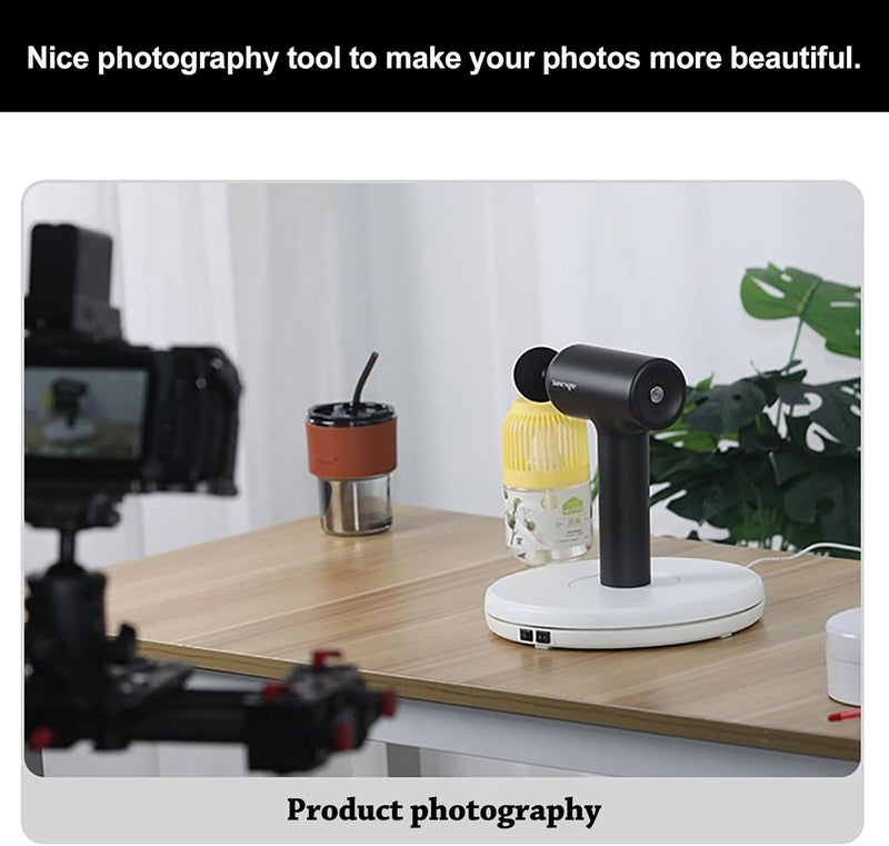 YVV LED Rotating Display Stand White 10 Inch 360° Motorized Turntable with LED Light, USB Powered Display Base for Product Photography, Jewelry Showcase, 22lb Capacity - Image 4